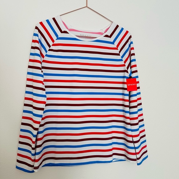 New Spanx Long Sleeve Swim Shirt Striped - Picture 10 of 10